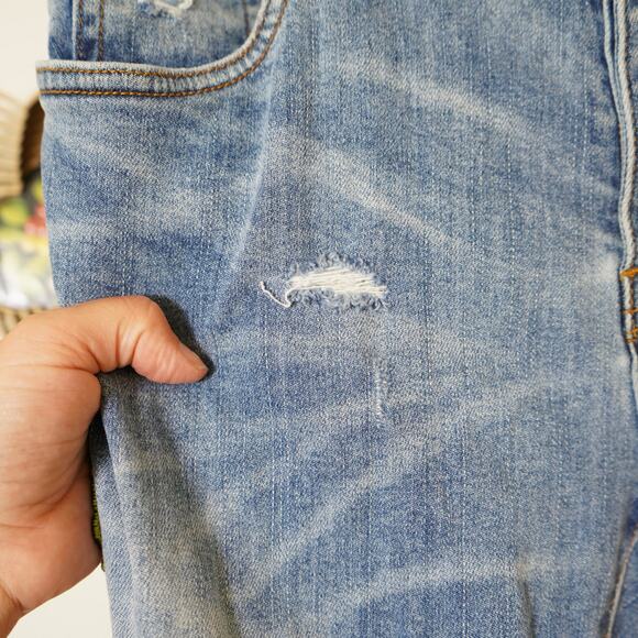 Amiri Distressed Flower Patch Denim Jeans Blue Womens Size 32 - Picture 7 of 11